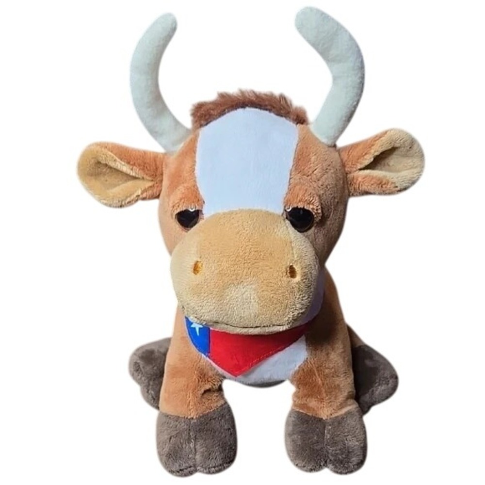 Texas Longhorn Plush,‎ State Flag Bandanna, Weighted Feet, 9"